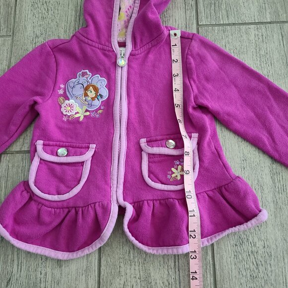 Disney Store Sofia the First toddler girls purple zippered hooded sweater size 2 - Picture 5 of 7